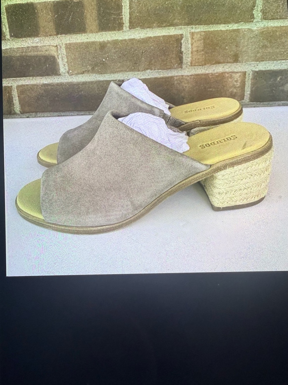 Seychelles Taupe Suede Espadrille Block Heel Mules